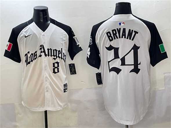 Men%27s Los Angeles Dodgers Front #8 Back #24 Kobe Bryant White Black Mexico 2025 LA Gothic Style With Fernando Patch Vapor Premier Limited Stitched Jersey->2023 world baseball classic->MLB Jersey